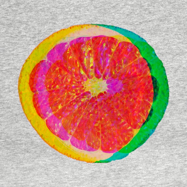 neon grapefruit citrus slices pop art pattern white by opptop